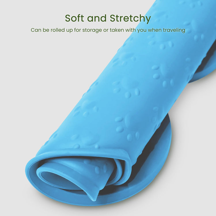 PWTAA Dog Food Mat Anti-Slip Silicone Dog Bowl Mat Thicker Pet Placemat Waterproof Cat Feeder Pad with Raised Edge Puppy Kitten Feeding Mats Suitable Small Medium-Sized Dogs Cats Eating Tray