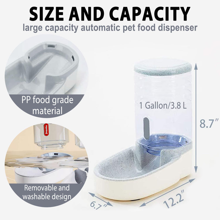 kathson Automatic Cat Feeder 1 Gallon Gravity Dog Food Dispenser Large Capacity Self Feeding Pet Food Bowl Station for Puppy Kitten Rabbit Green