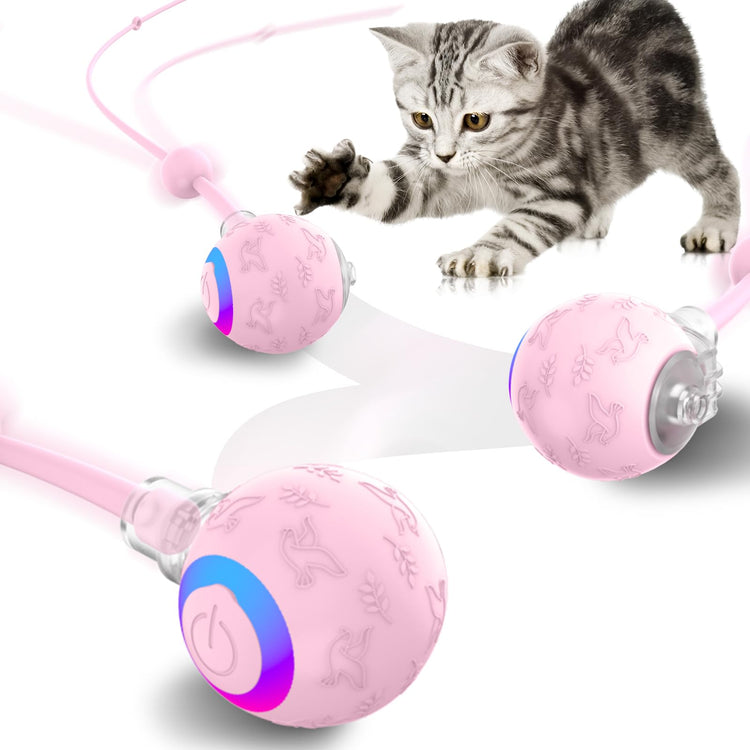 Smart Interactive Cat Dog Toys, Automatic Pet Toys for Bored Indoor Cats and Dogs, Motion Activated, USB Rechargeable, Christmas Pet Birthday Gifts (Pink)