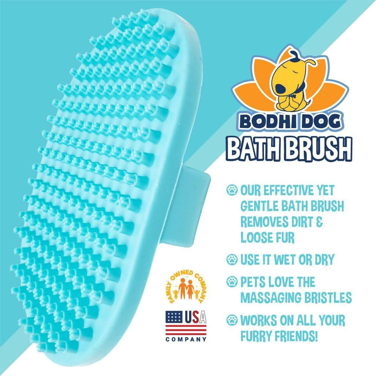Bodhi Dog Shampoo Brush - Pet Grooming & Bath Supplies for Dogs and Cats - Bath Brush for Long & Short Hair - Premium Scrubber for Shower, Bathing & Massage (One Pack, Silver Glitter)
