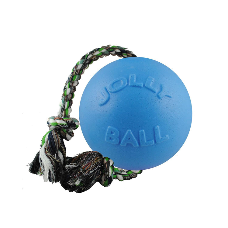 Jolly Pets Romp-n-Roll Rope and Ball Dog Toy, 6 Inches/Medium, Red (606 RD)