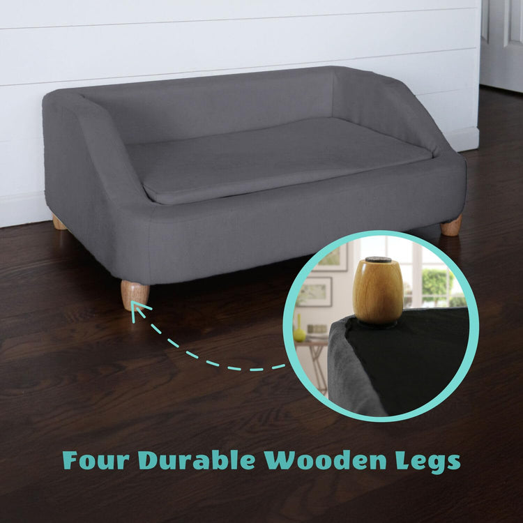 CRITTER SITTERS 33” Faux Suede Ped Bed in Brown, Durable Washable Sofa Couch for Small & Medium Cats & Dogs, Must Have Accessory for Yorkies, Shih Tzus & Frenchies, Kitten & Puppy Essential Furniture