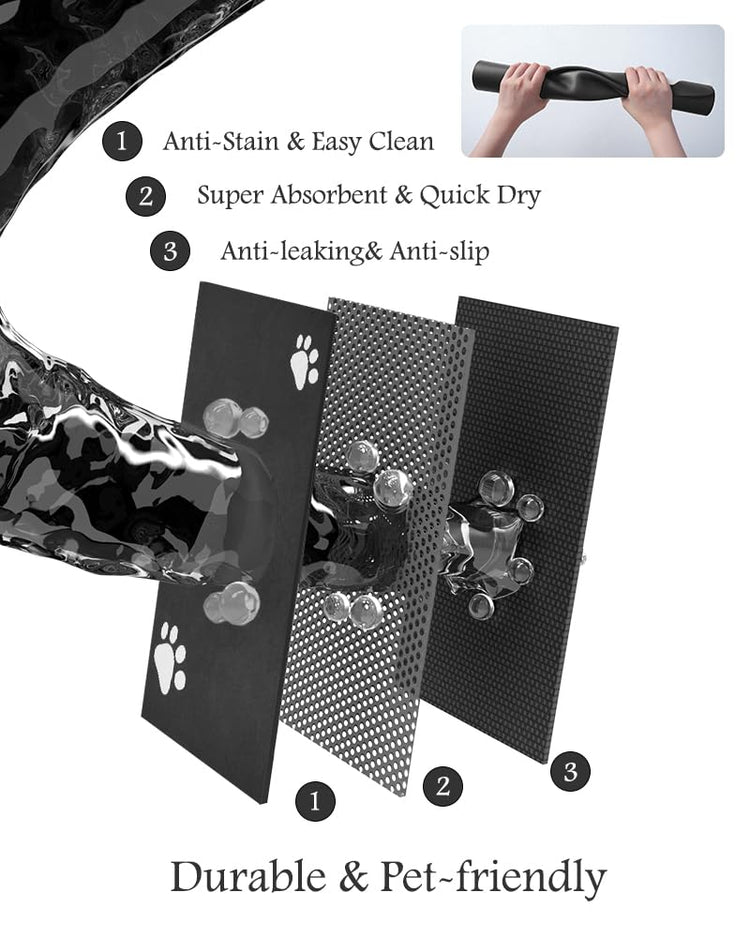 PADOOR Pet Feeding Mat-Absorbent Dog Mat for Food and Water Bowl-No Stains Easy Clean Dog Food Mat-Quick Dry Water Dispenser-Puppy Supplies Accessories