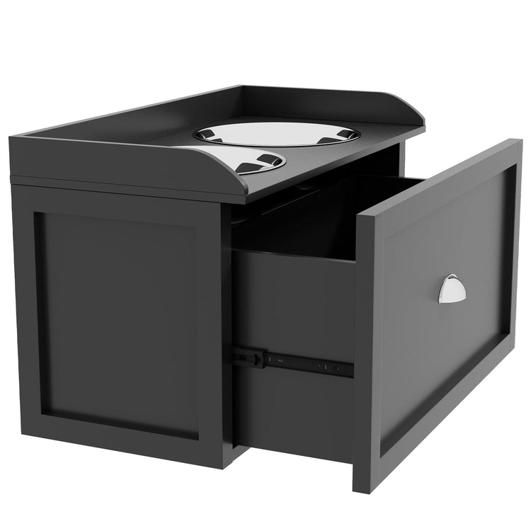 PawHut Dog Feeding Station with Storage Drawer, Dog Food Storage Cabinet with 2 Removable Elevated Pet Bowls for Large Sized Dogs, Coffee