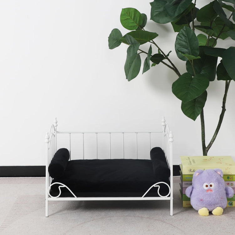 Pet Sofa Bed, Cat Bed,Dog Bed,Cat Couch,Pet Couch,Metal Frame and Detached Velvet Cushion，Cool Dog Couch for Small Cats &Dogs&Puppy Summer Using (White)
