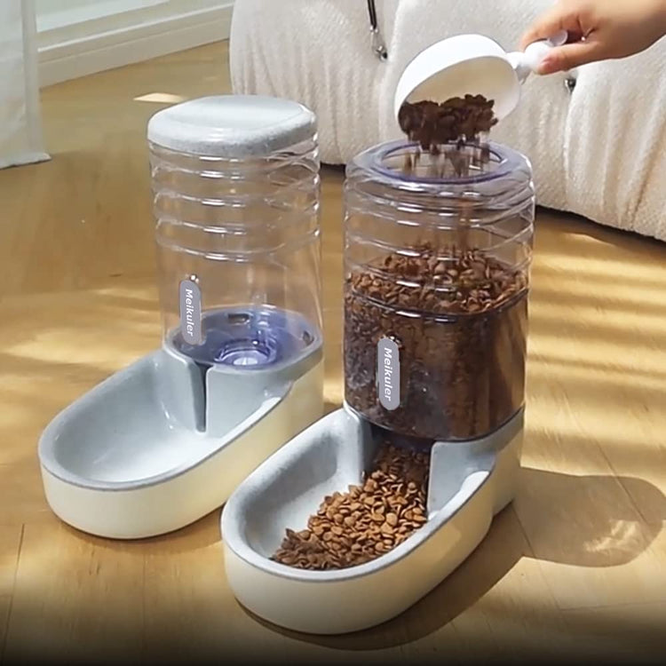 Meikuler Pets Auto Feeder 5.2L,Food Feeder and Water Dispenser Set for Medium & Large Dogs Cats and Pets Animals (Navy)