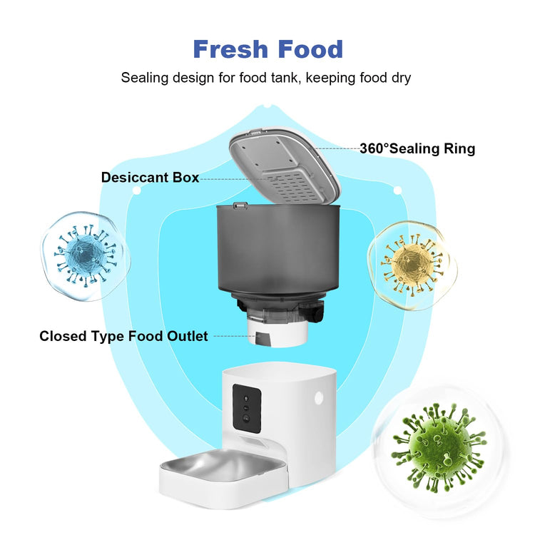 ANDOLL HOME Automatic Cat Feeder, 4L Cat Food Dispenser with 10s Voice Recorder, Pet Feeder up to 8 Meals per Day, Timed Dog Feeder with Dry Food Sealed Ring