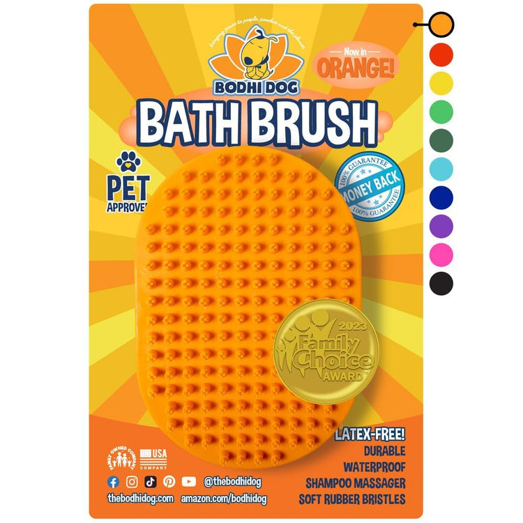 Bodhi Dog Shampoo Brush - Pet Grooming & Bath Supplies for Dogs and Cats - Bath Brush for Long & Short Hair - Premium Scrubber for Shower, Bathing & Massage (One Pack, Silver Glitter)