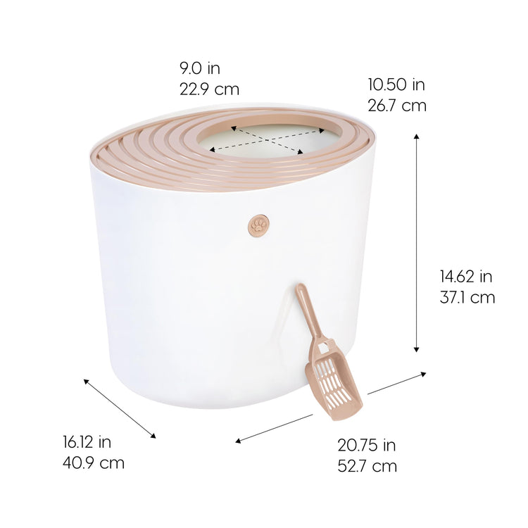 IRIS USA Cat Litter Box Large Open Top with High Sided Walls Tall Scatter Shield Scoop Included Easy Clean Plastic Pan Stain Resistant for Big Cats Kittens Indoor Multi-Cat Households