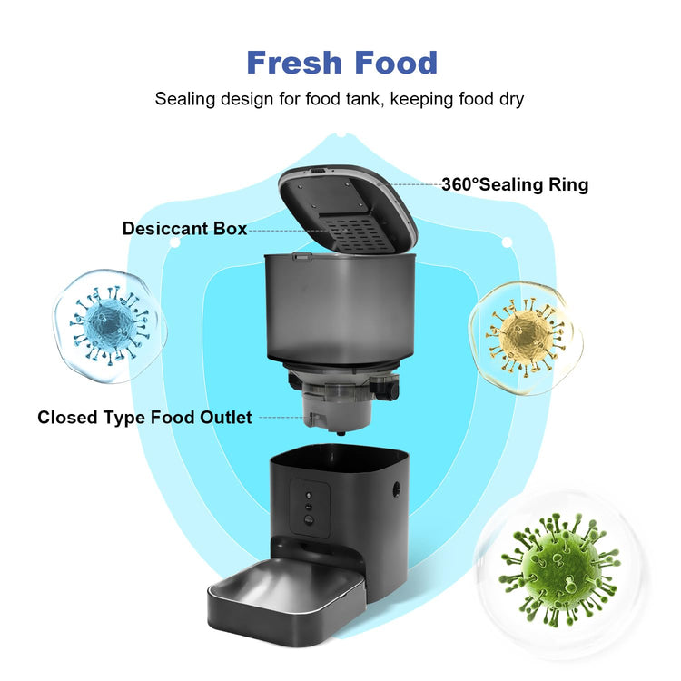 ANDOLL HOME Automatic Cat Feeder, 4L Cat Food Dispenser with 10s Voice Recorder, Pet Feeder up to 8 Meals per Day, Timed Dog Feeder with Dry Food Sealed Ring