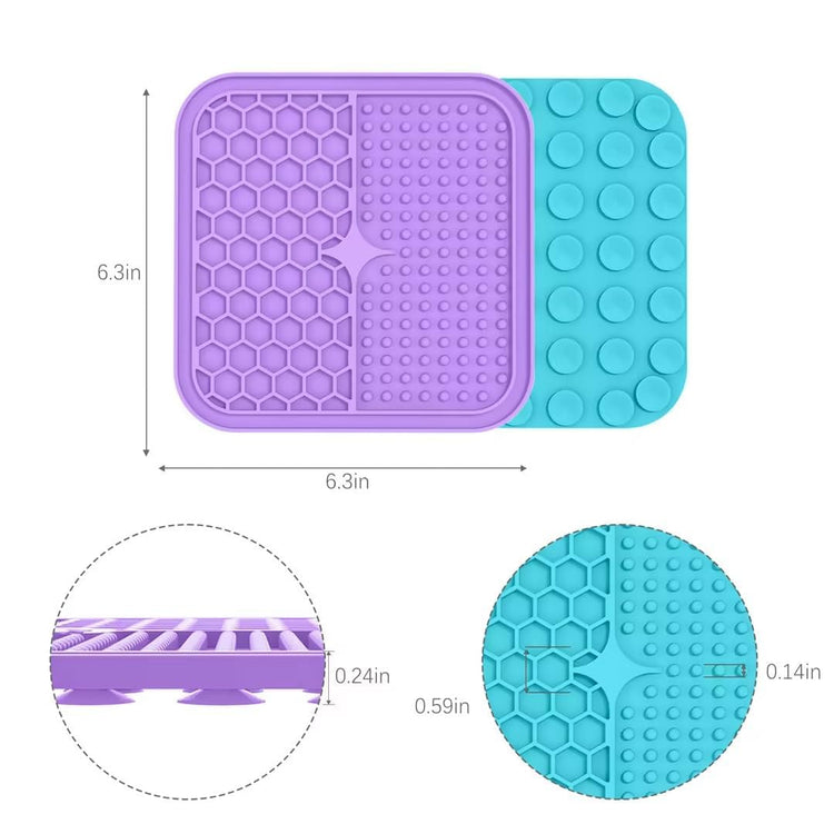 MateeyLife 2PCS Small Lick Mat for Dogs and Cats, Licking Mats for Dog Anxiety Relief, Cat Peanut Butter Lick Pad for Boredom Reducer, Dog Treat Mat Perfect for Bathing Grooming Blue&Green