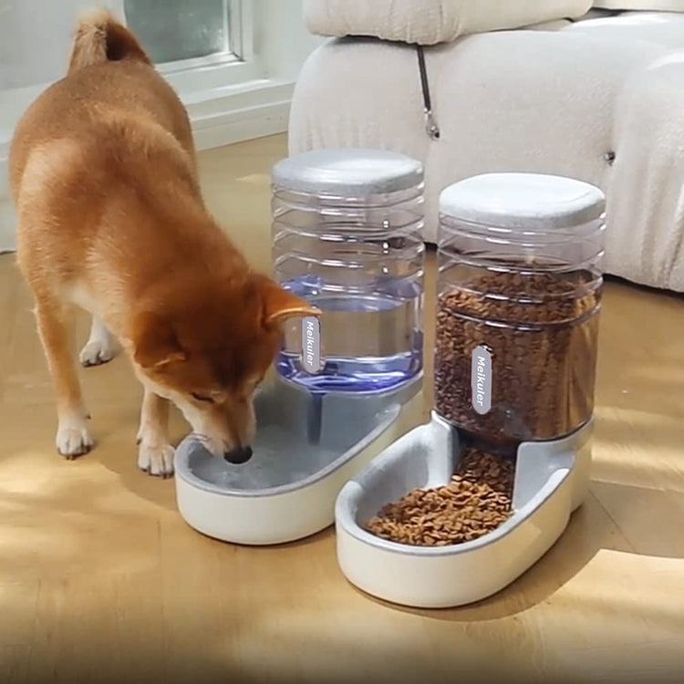 Meikuler Pets Auto Feeder 5.2L,Food Feeder and Water Dispenser Set for Medium & Large Dogs Cats and Pets Animals (Navy)