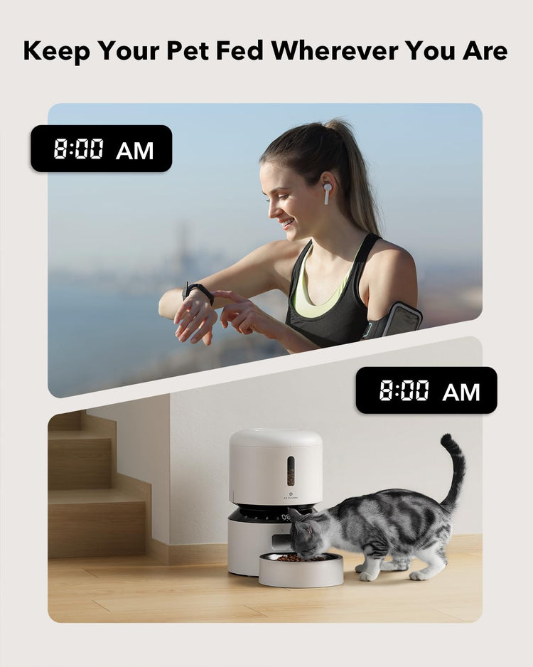 PETLIBRO Automatic Cat Feeder with Camera, 1080P HD & Night Vision, 5GHz/2.4GHz WiFi & Cam Smart Pet Feeder with App Control, 2-Way Audio, Motion Alerts for Cats & Dogs, Stainless Steel Single Tray