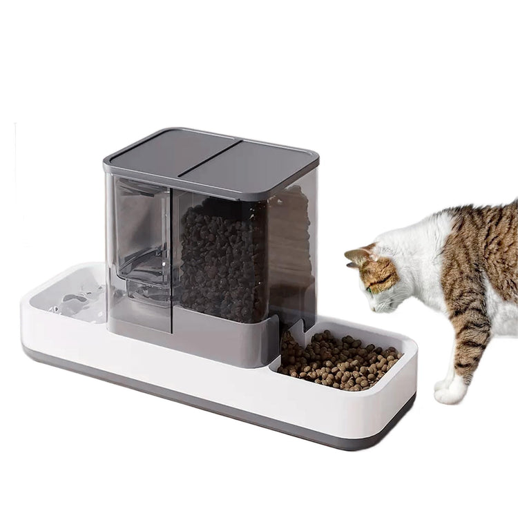 kathson Gravity Cat Food and Water Dispenser Automatic Dog Feeder Waterer 2 in 1 Auto Pet Food and Water Bowl Set Self Feeding for Puppy Kitten，Blue