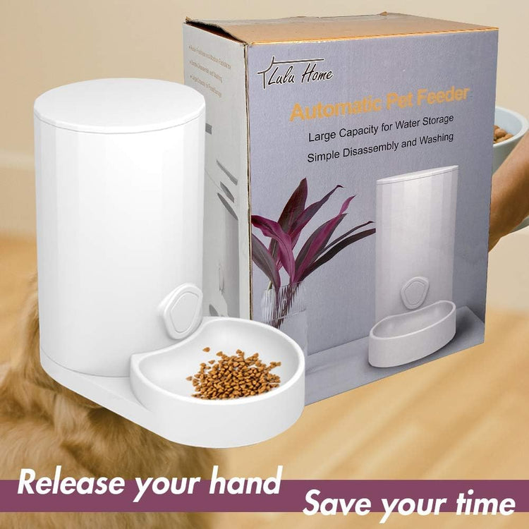 Lulu Home Pet Food Feeder, 2.5L Gravity Pet Feeder for Dogs Cats