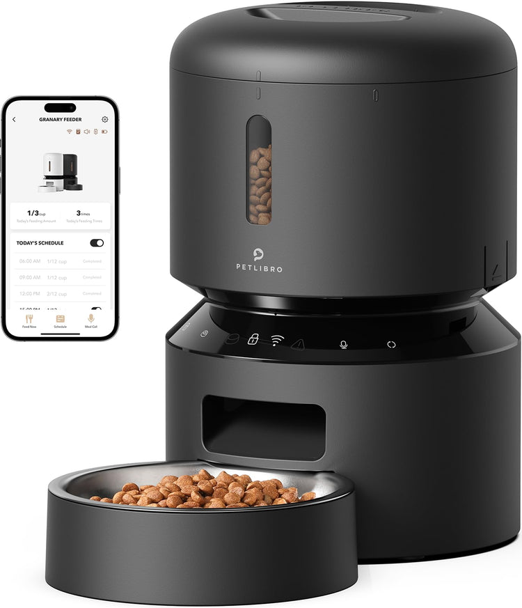 PETLIBRO Automatic Cat Feeder, 5G WiFi Automatic Pet Feeder with Freshness Preservation, 3L Timed Cat Feeders for Dry Food, Up to 48 Portions 10 Meals Per Day, Granary Pet Feeder for Cat/Dog, White