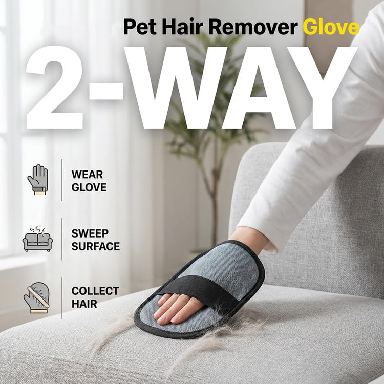 Fliwos Pet Hair Removal Gloves for Cats and Dogs, 2026 Upgraded Reusable Pet Hair Remover Tool for Carpet, Couch, Furniture and Clothing, Washable Fur Cleaning Tool for Home (1Pcs)