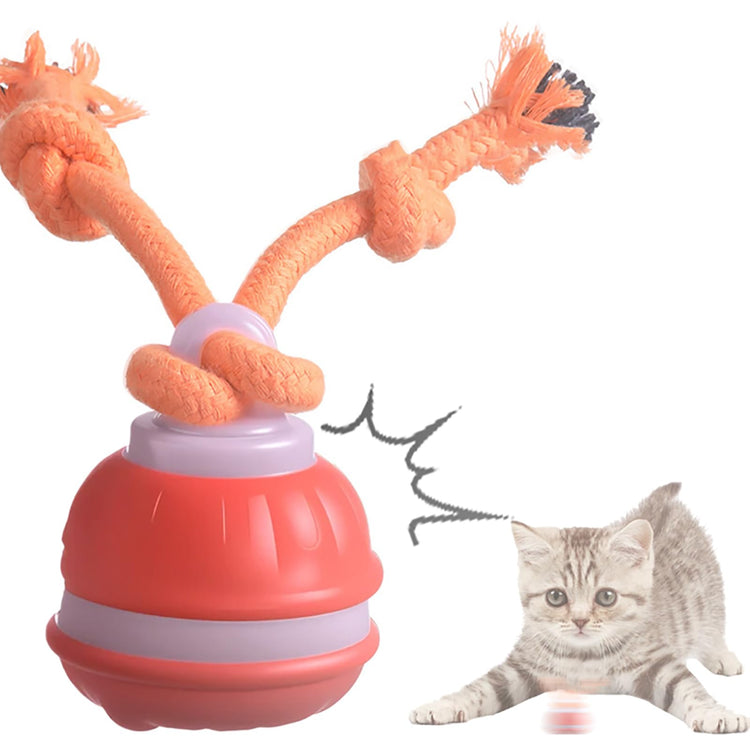 Dog Ball Toy Tail 2.0 Dog Toy, 2025 New Smart Interactive Cats Toys Ball, Squeaky Toy Electric Automatic Rolling Moving Pet Toy Balls with Rope for Cats and Medium Small Dogs Puppy (Blue, 1pcs)