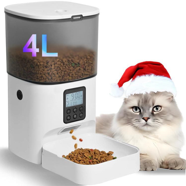 ANDOLL HOME Automatic Cat Feeder, 4L Cat Food Dispenser with 10s Voice Recorder, Pet Feeder up to 8 Meals per Day, Timed Dog Feeder with Dry Food Sealed Ring