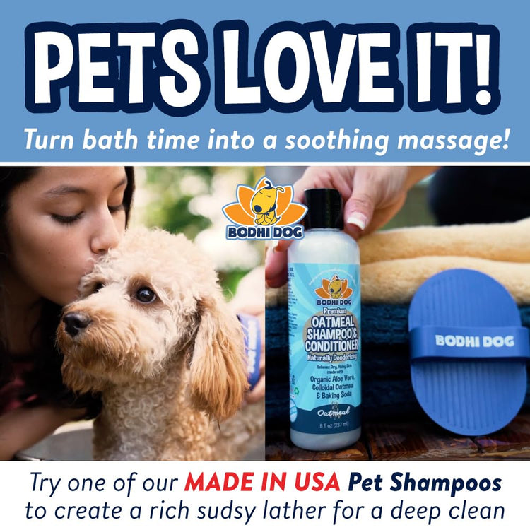 Bodhi Dog Shampoo Brush - Pet Grooming & Bath Supplies for Dogs and Cats - Bath Brush for Long & Short Hair - Premium Scrubber for Shower, Bathing & Massage (One Pack, Silver Glitter)