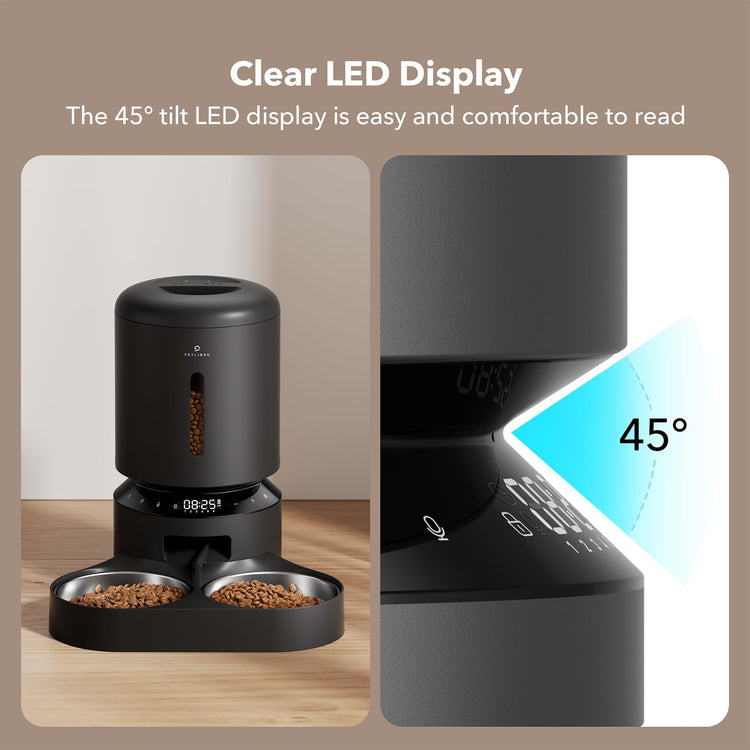 PETLIBRO Automatic Cat Feeder, Automatic Dog Food Dispenser with Freshness Preservation, 5L Timed Pet Feeders for Dry Food, Up to 6 Meals Per Day, Granary 5L Basic Button Type White