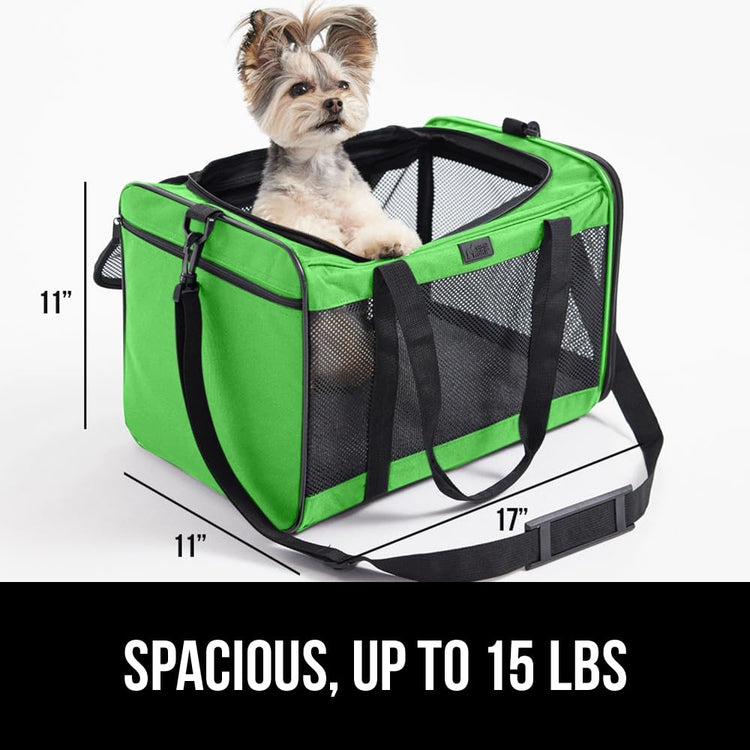 GORILLA GRIP Cat Carrier Travel Bag Up to 15 Lbs, Soft Collapsible Small Dog Carriers, Top and Side Entry Breathable Mesh, Grip Feet on Underside, Cozy Washable Waterproof Pad, Portable Kennel, Black