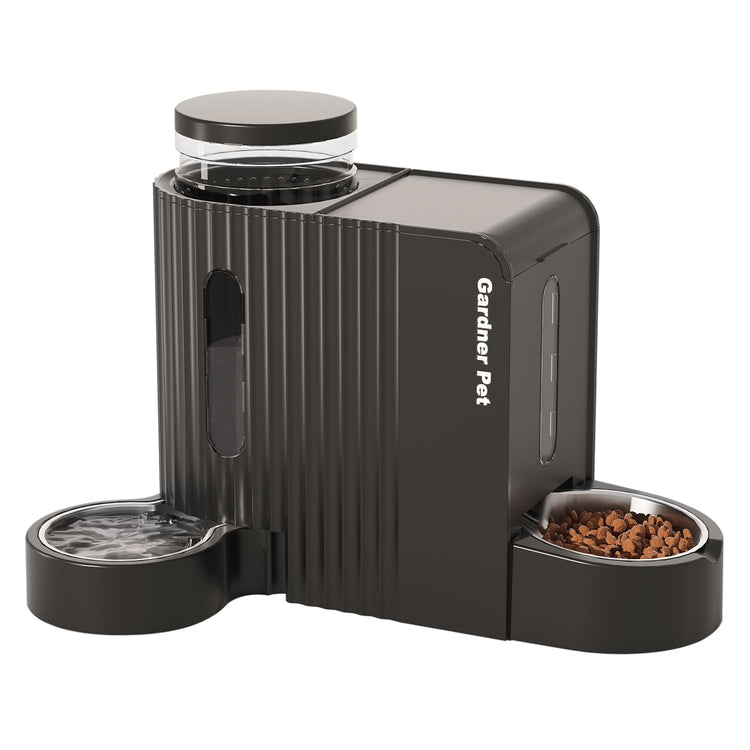 Gardner Pet Gravity Automatic 2-in-1 Pet Feeder, 0.8 Gallons*2 Cat Feeder and Water Dispenser Set, 100% BPA-Free and Stainless Steel Water Bowl for Dogs, Cats, Rabbits, Puppies (Light Woodgrain)
