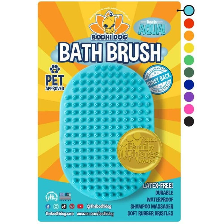 Bodhi Dog Shampoo Brush - Pet Grooming & Bath Supplies for Dogs and Cats - Bath Brush for Long & Short Hair - Premium Scrubber for Shower, Bathing & Massage (One Pack, Silver Glitter)