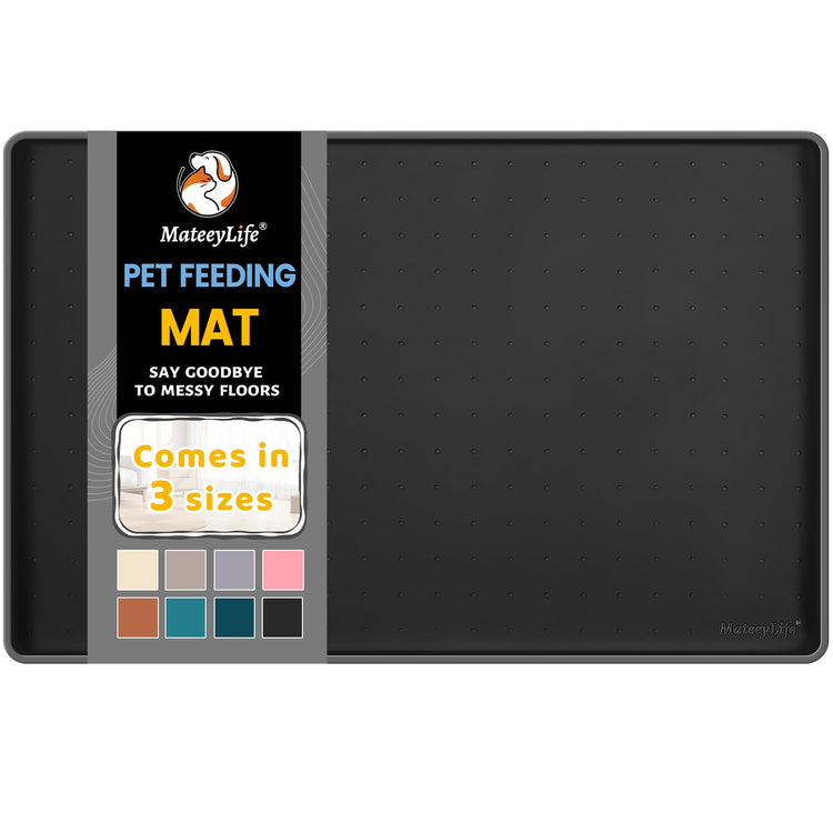 MateeyLife Silicone Cat & Dog Food Mat for Floors Waterproof, Anti-Slip Dog Bowl Mats for Food and Water, Pet Feeding Mats with Lip to Prevent Spills, Pet Placemat for Messy Drinkers to Protect Floors