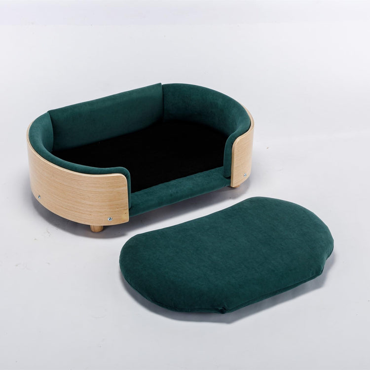 Dog Sofa, Dog Beds with Removable Cushion Pet Sofa with Solid Wood Legs and Bent Wood Back Dog Couch for Dogs and Cat-Small Light Grey