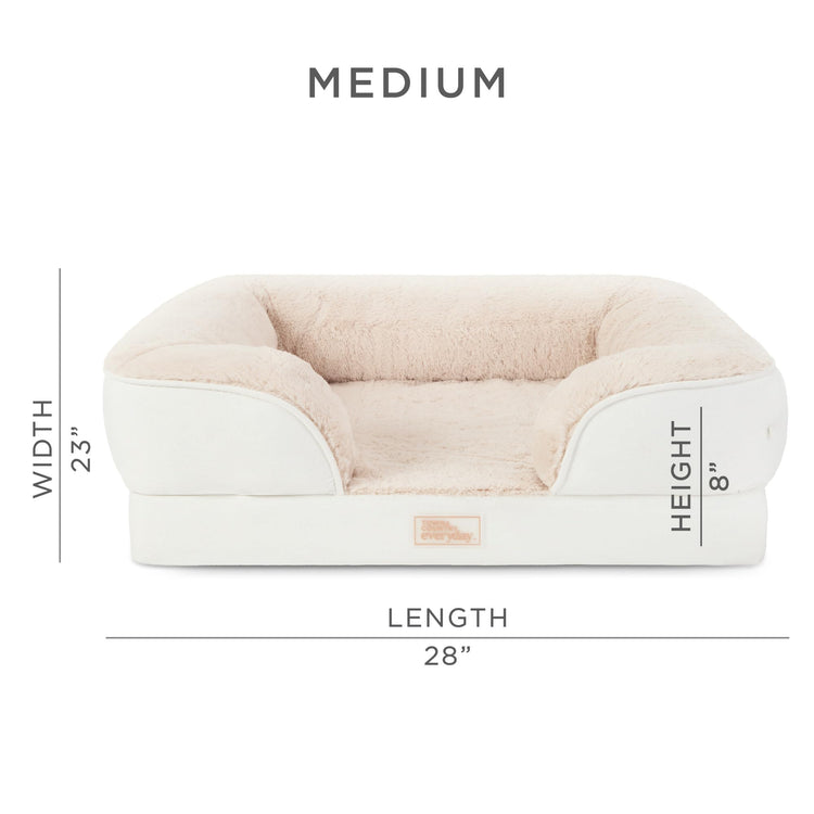Town & Country Everyday CuddleTown Comfy Solid Bolster Sofa Pet Bed, Supportive & Calming Egg Crate Foam, Non-Slip Bottom, Machine Washable Cover, Grey, Medium 28"x23"x8"