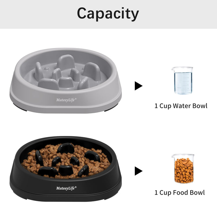 MateeyLife Slow Feeder Dog Bowls 2PCS, Anti-Choking Puzzle Dog Food Bowls, Anti-Slip Interactive Feeding Slow Down Eating, Bloat Stop Maze Dishes for Medium Breeds