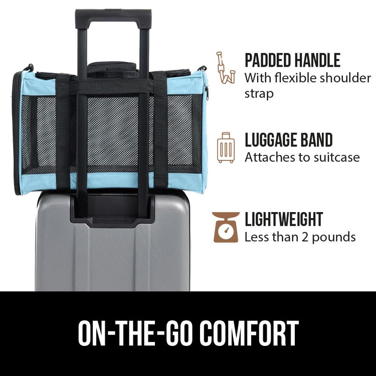 GORILLA GRIP Cat Carrier Travel Bag Up to 15 Lbs, Soft Collapsible Small Dog Carriers, Top and Side Entry Breathable Mesh, Grip Feet on Underside, Cozy Washable Waterproof Pad, Portable Kennel, Black