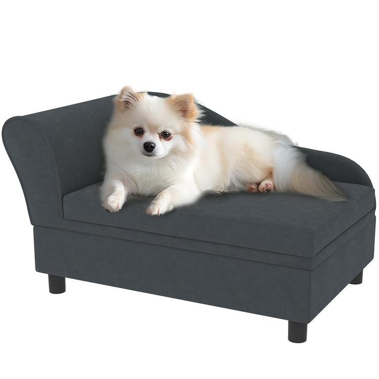 PawHut Luxury Fancy Dog Couch with Hidden Storage, Small Dog Sofa Bed with 2" Soft Foam, Modern Pet Furniture for Puppies & Little Breeds, Green