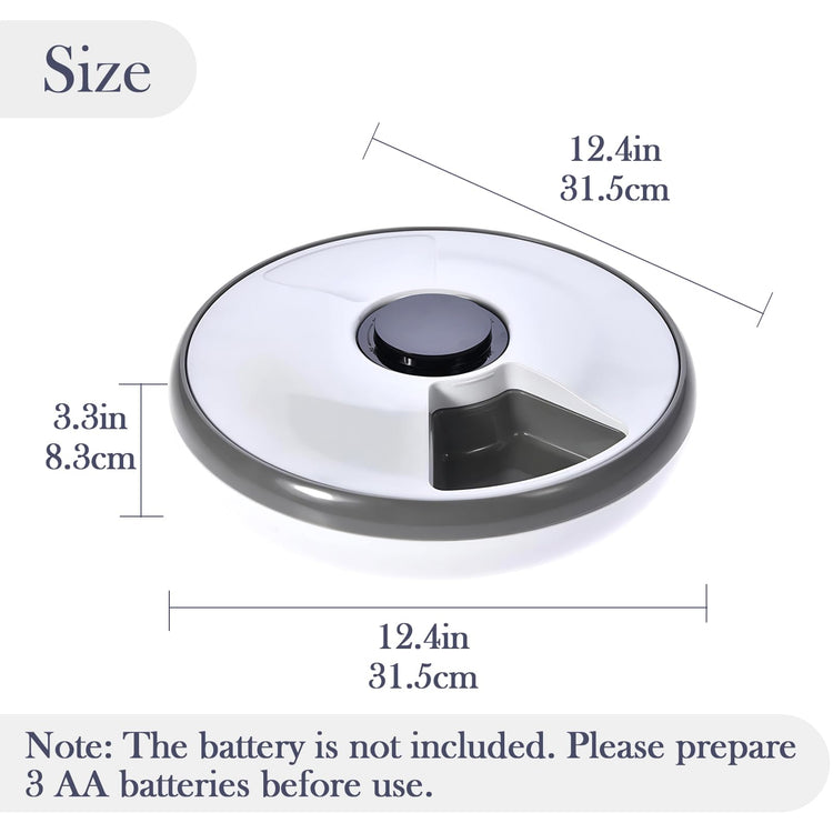 6-Meal Timed Automatic Cat & Dog Feeder with Cooling Pack, Programmable Portion Control Pet Food Dispenser for Dry & Semi-Wet Food, 12.4″×12.4″×2.99″