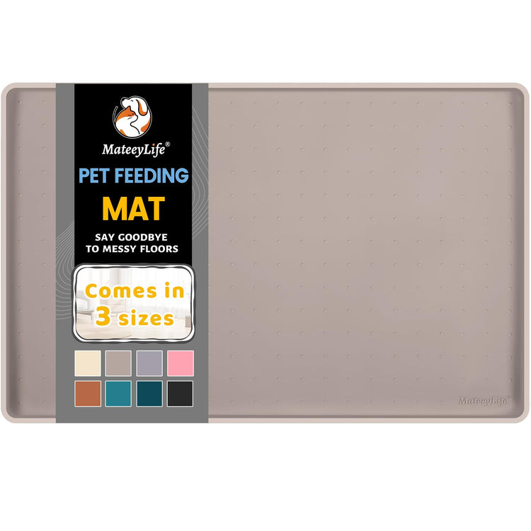MateeyLife Silicone Cat & Dog Food Mat for Floors Waterproof, Anti-Slip Dog Bowl Mats for Food and Water, Pet Feeding Mats with Lip to Prevent Spills, Pet Placemat for Messy Drinkers to Protect Floors