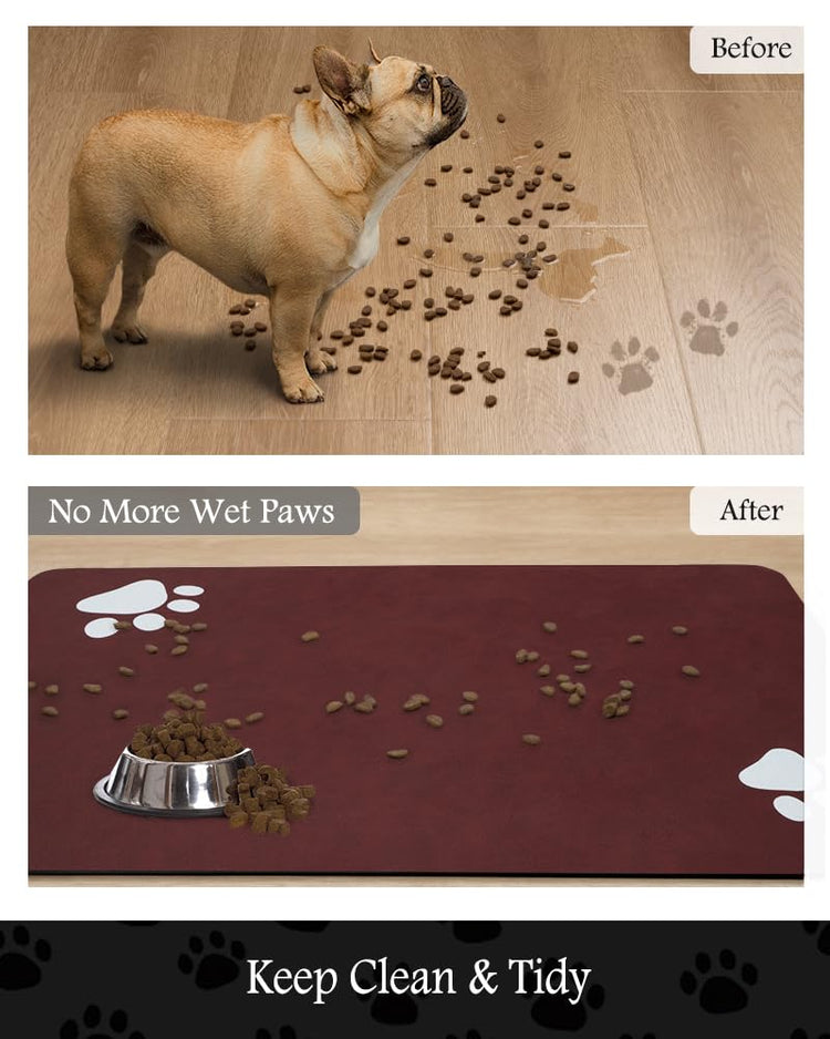 PADOOR Pet Feeding Mat-Absorbent Dog Mat for Food and Water Bowl-No Stains Easy Clean Dog Food Mat-Quick Dry Water Dispenser-Puppy Supplies Accessories