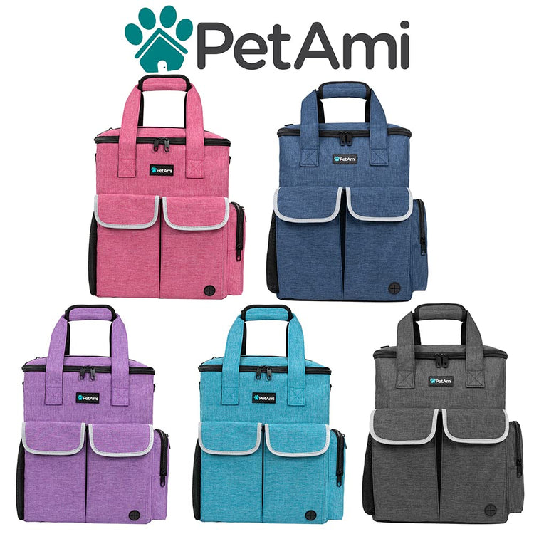 PetAmi Dog Travel Bag Pet Supplies Accessories Organizer for Traveling, Camping, Weekend; Cat Pet Travel Bag Kit Includes 2 Food Storage Containers, 2 Collapsible Bowls, 1 Feeding Mat (Purple)