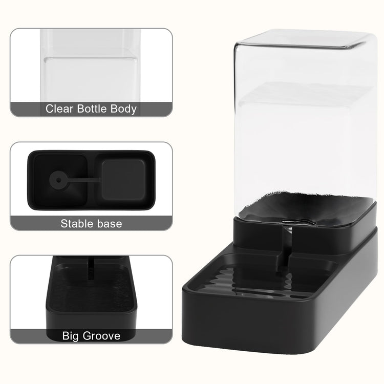 Automatic Cat Feeder and Water Dispenser in Set with Pet Food Bowl,Gravity Dog Waterer and Food Feeder for Small Medium Dog Cat Puppy Kitten Large Capacity(3.3L,Black)