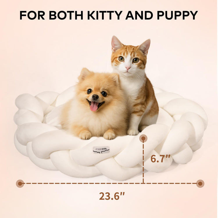 CHEERPALS Weave Cat Bed for Indoor Cats,Cute Pet Bed with Washable Cushion Fluffy Kitty Bed for Small Dog(Dark Gray)