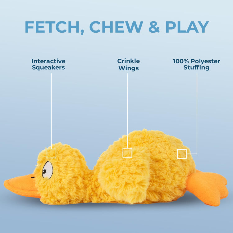 Best Pet Supplies Interactive Squeaky Dog Chew Toy, Ideal Dog Toys for Chewers, Small, Medium & Large Dogs, and Fetch Lovers - Crinkle Duck (Light Pink), Large
