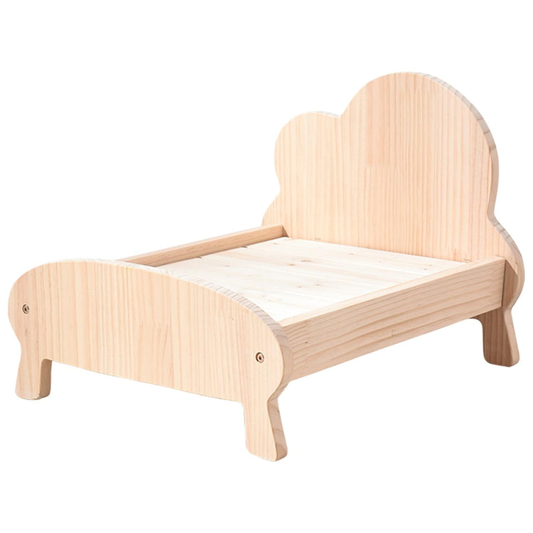 Dog Bed Cute Solid Pine Wood Frame Lifted Pet Bed, Curved All-Season Couch Dog Kennel Elevated, Waterproof Small/Medium Size Pet Gear Cot Furniture (Color : 2-with Bedding, Size : S-54 * 46 * (Wi