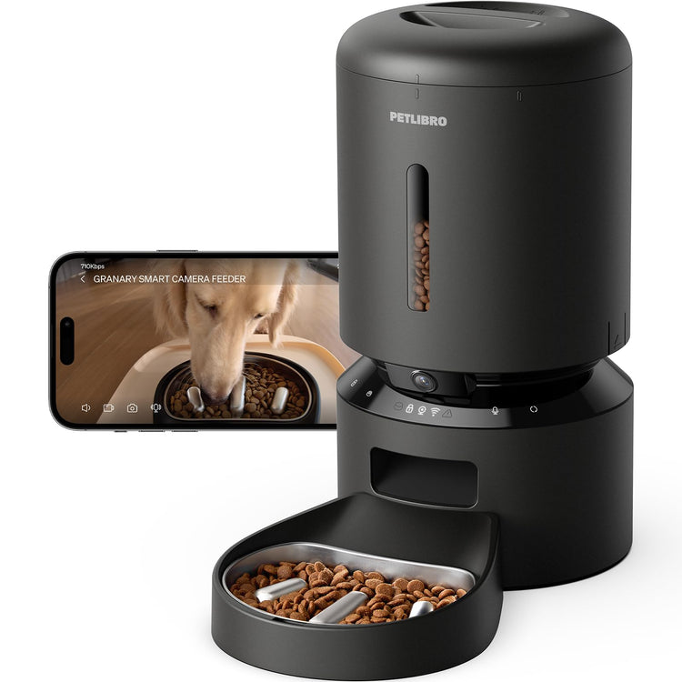 PETLIBRO Automatic Cat Feeder, 5G WiFi Automatic Pet Feeder with Freshness Preservation, 3L Timed Cat Feeders for Dry Food, Up to 48 Portions 10 Meals Per Day, Granary Pet Feeder for Cat/Dog, White