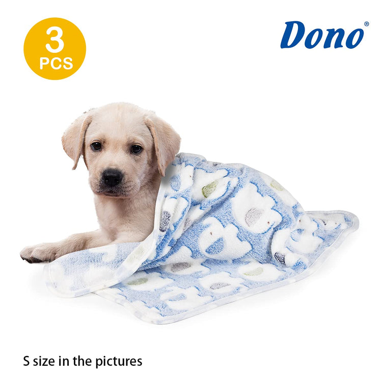 Dono 1 Pack 3 Dog Blankets, Soft Fluffy Fleece Pet Blanket Warm Sleep Mat Paw Print Design Puppy Kitten Throw Blanket Doggy Mat Blanket for Dogs