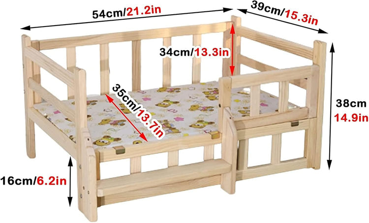 Dog Bed Wooden Dog Bed Eevated Pet Bed Pet Sofa Bed Couch Washable Pet cot Couch Dog Kennel Furniture for Small Medium Pets & Cats for Dogs Pet Cat ()