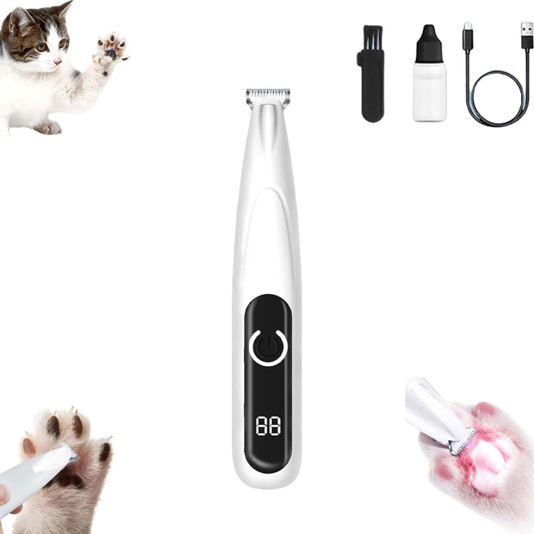 Yilia Upgrade Pet Micro Precision Trimmer, Multifunctional Pet Hair Clippers for Grooming with LED Light, Low Noise Waterproof Rechargeable Pet Paw Trimmer for Pet Paws, Eyes, Ears, Face, Rump (1PC)