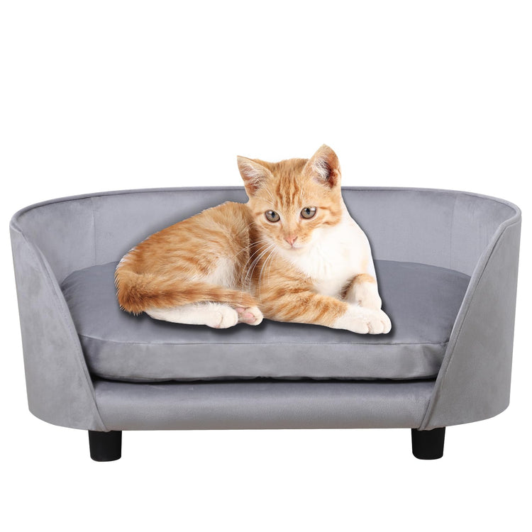 Pet Sofa Bed,Cat Sofa Couch,Small Dog Beds,Pet Sof Couch, Cat Beds,Wooden Frame and Velvet Fabric and Washable Cushion,Comfy Dog Couch for for Small Dogs &Cats&Puppy (Green)