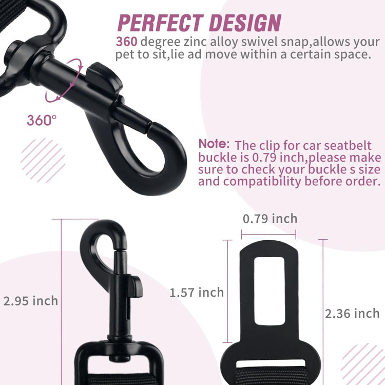COOYOO Dog Seat Belt, Durability Retractable Dog Car Harness Adjustable Dog Seat Belt for Vehicle Nylon Pet Safety Seat Belts Heavy Duty & Elastic (1 Pack Black)