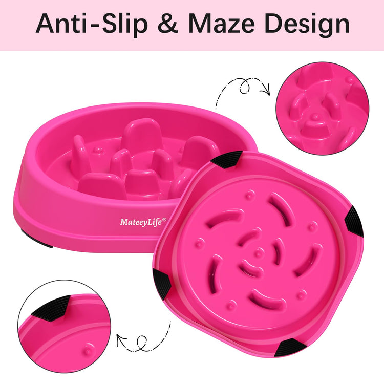 MateeyLife Slow Feeder Dog Bowls 2PCS, Anti-Choking Puzzle Dog Food Bowls, Anti-Slip Interactive Feeding Slow Down Eating, Bloat Stop Maze Dishes for Medium Breeds