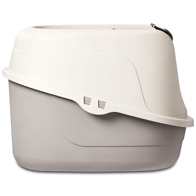 Amazon Basics No-Mess Hooded Enclosed Cat Litter Box with Odor Control and Swinging Door, Standard, 21" x 16" x 15", Multicolor